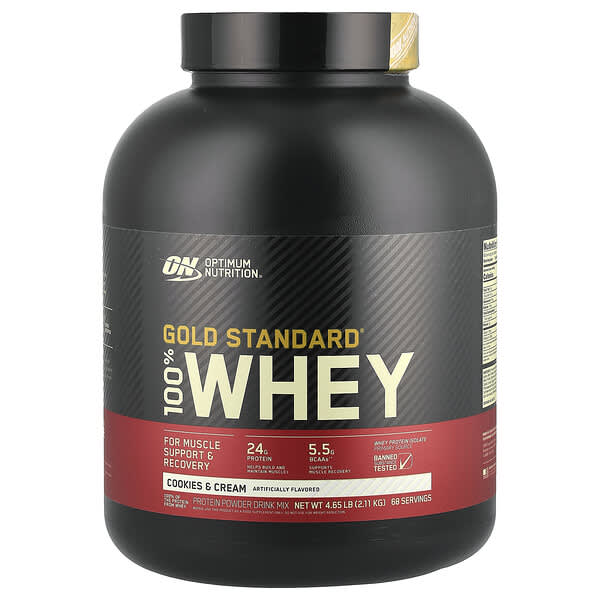 Optimum Nutrition Gold Standard® 100% Whey, Cookies & Cream, 4.65 lb (2.11 kg)