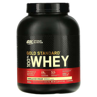 Optimum Nutrition, Gold Standard 100% Whey（ゴールドスタンダード100％ホエイ）、バニラアイスクリーム、2.27kg（5ポンド）