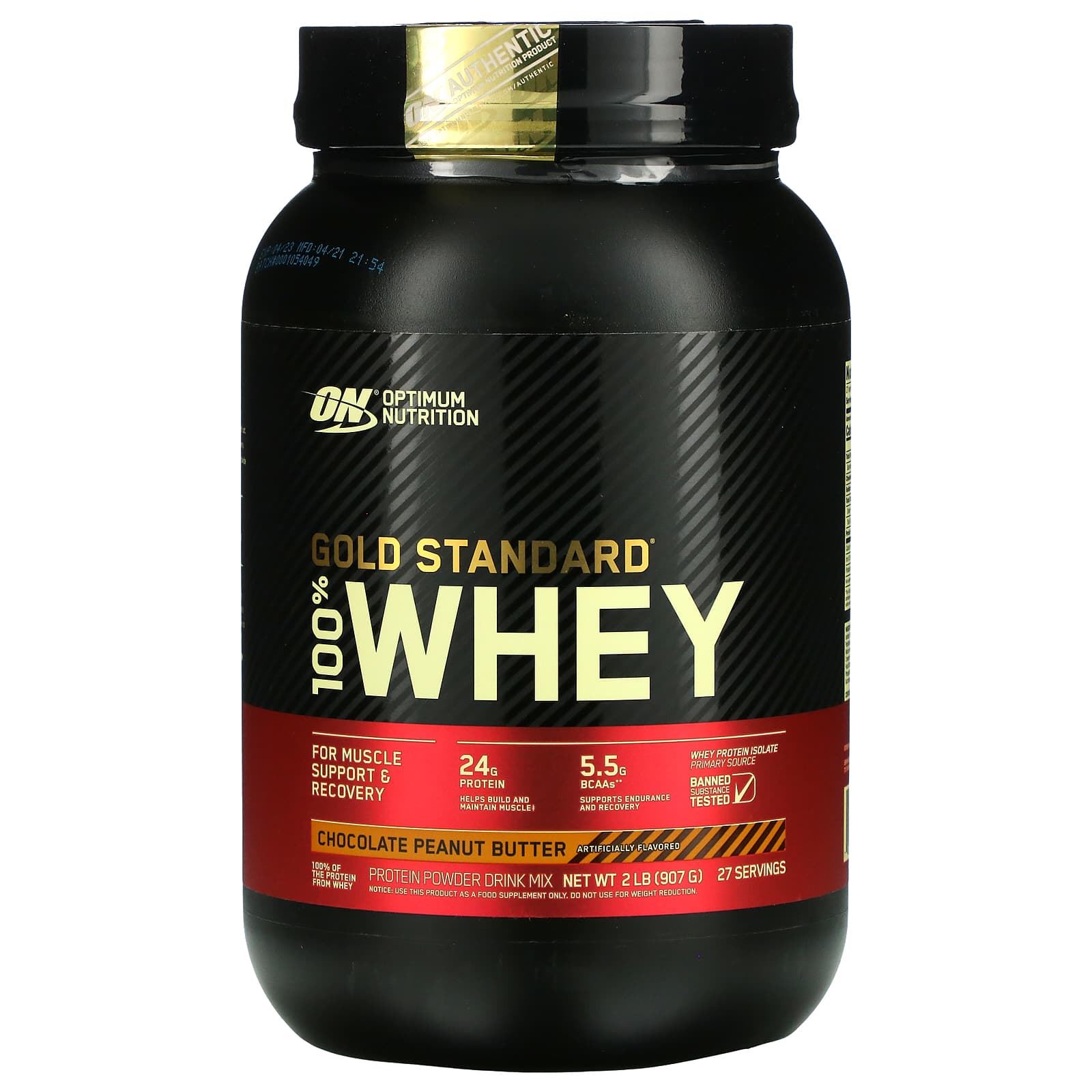 Optimum Nutrition, Gold 100% Whey, Peanut Butter, 2 lb (907 g)