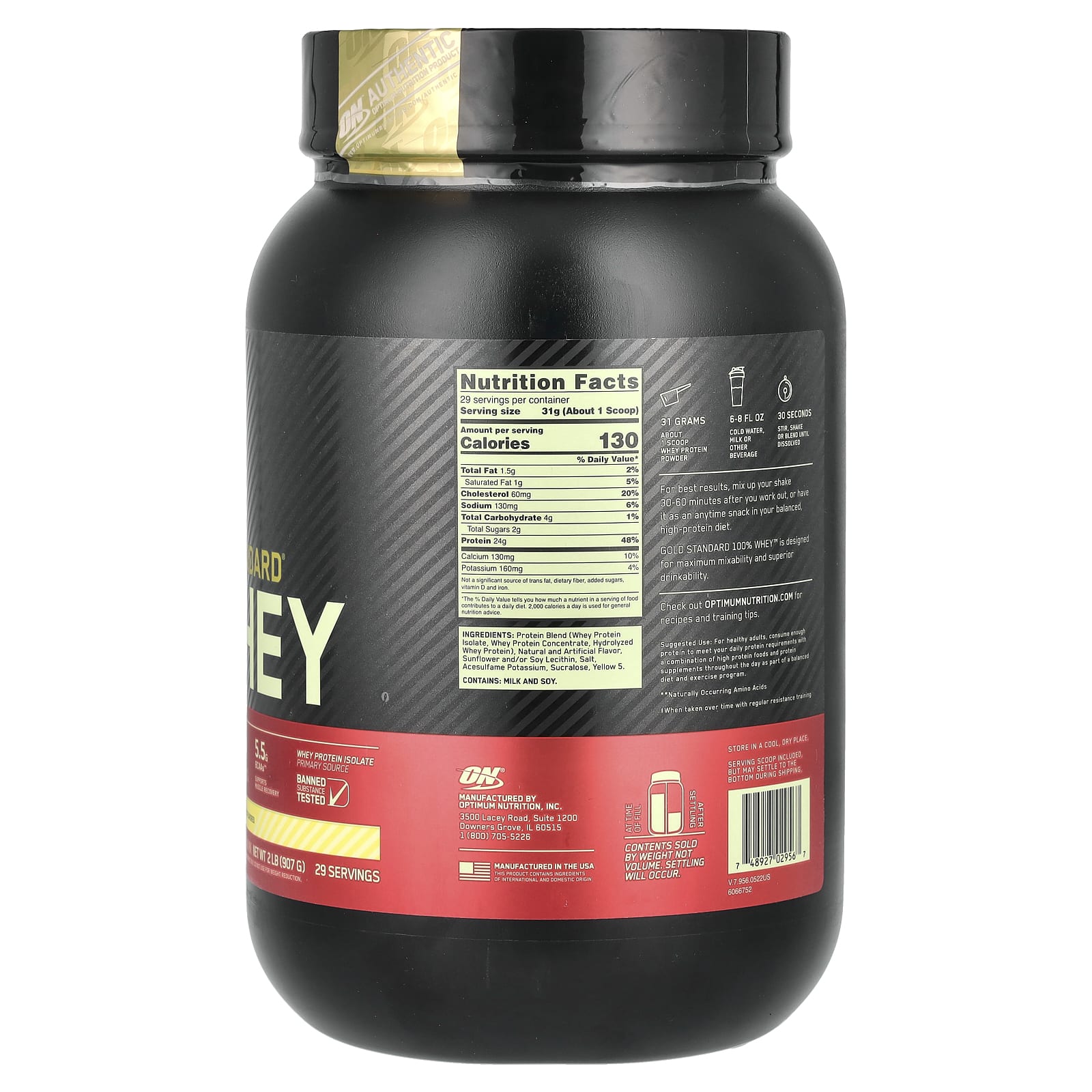 Optimum Nutrition, Gold Standard 100 Whey, Banana Cream, 2 lb (907 g)