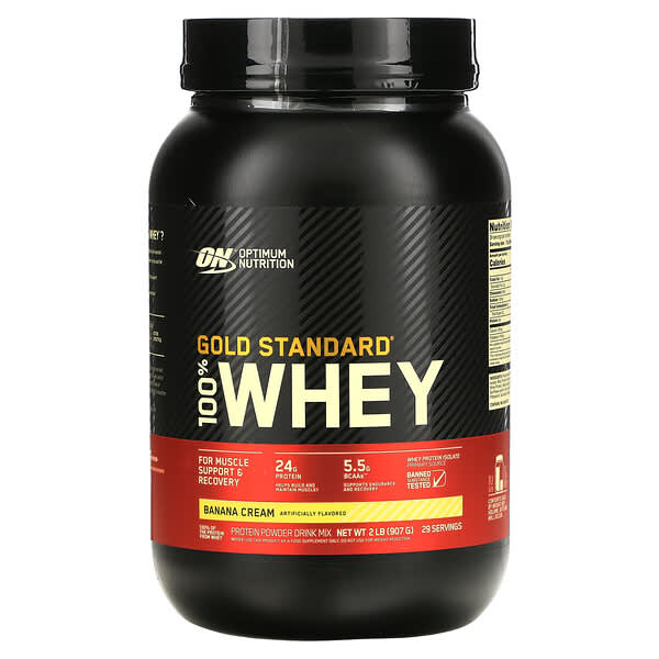 Optimum Nutrition, Gold Standard 100% Whey（ゴールドスタンダード100％ホエイ）、バナナクリーム、907g（2ポンド）