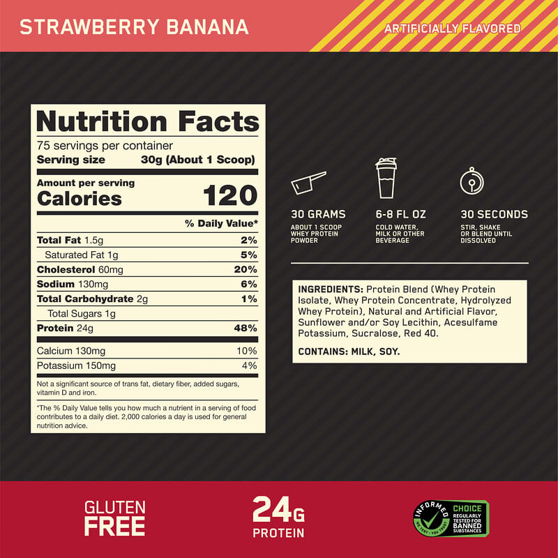 Gold Standard® 100% Whey, Strawberry Banana, 5 lb (2.27 kg)
