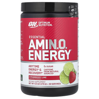 Optimum Nutrition, Essential Amin.O. Energy, Fresa y lima, 270 g (9,5 oz)