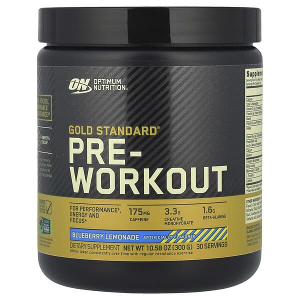 Optimum Nutrition, Gold Standard 鍛鍊前補充劑，藍莓檸檬水味，10.58 盎司（300 克）