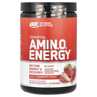 Optimum Nutrition, незаменимая аминокислота Amino.O Energy, сочная клубника, 270 г (9,5 унции)