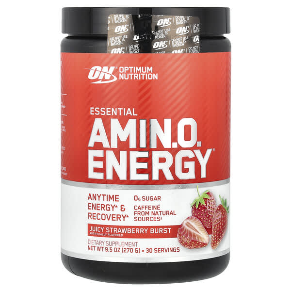 Optimum Nutrition, Essential Amino.O. Energy, Juicy Strawberry Burst, 9 ...