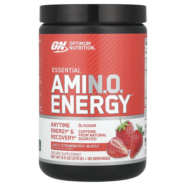Optimum Nutrition Essential Amin.O. Energy®, Juicy Strawberry Burst, 9.5 oz (270 g)