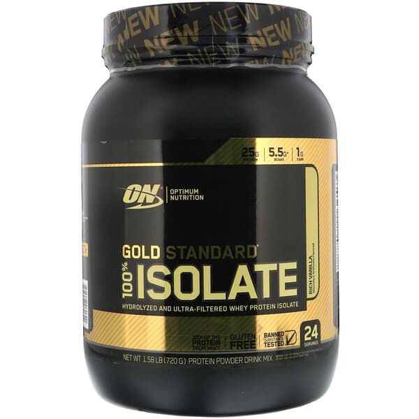 Optimum Nutrition, Gold Standard（ゴールドスタンダード）100% ISOLATE（100％アイソレート）、リッチバニラ、720g（1.58ポンド）