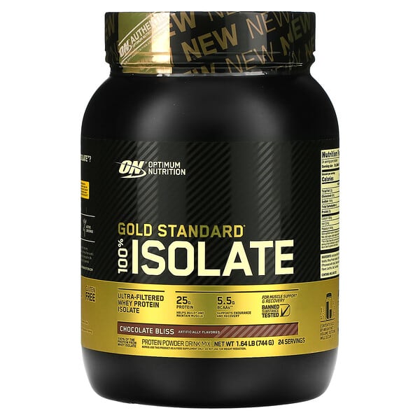 Optimum Nutrition, Gold Standard（ゴールドスタンダード）100％アイソレート）、チョコレートブリス、744g（1.64ポンド）