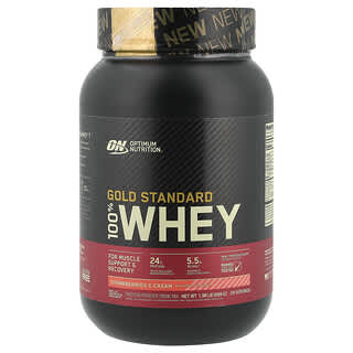 Optimum Nutrition, Gold Standard 100% suero de leche, fresas y crema, 899 g (1,98 lb)