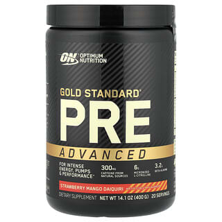 Optimum Nutrition, Suplemento preavanzado Gold Standard®, Daiquiri de fresa y mango, 400 g (14,1 oz)