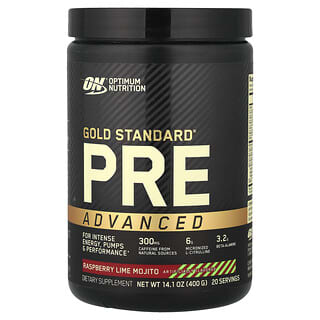 Optimum Nutrition, Gold Standard® Pre Advanced, Mojito Jeruk Nipis Rasberi, 400 g (14,1 ons)