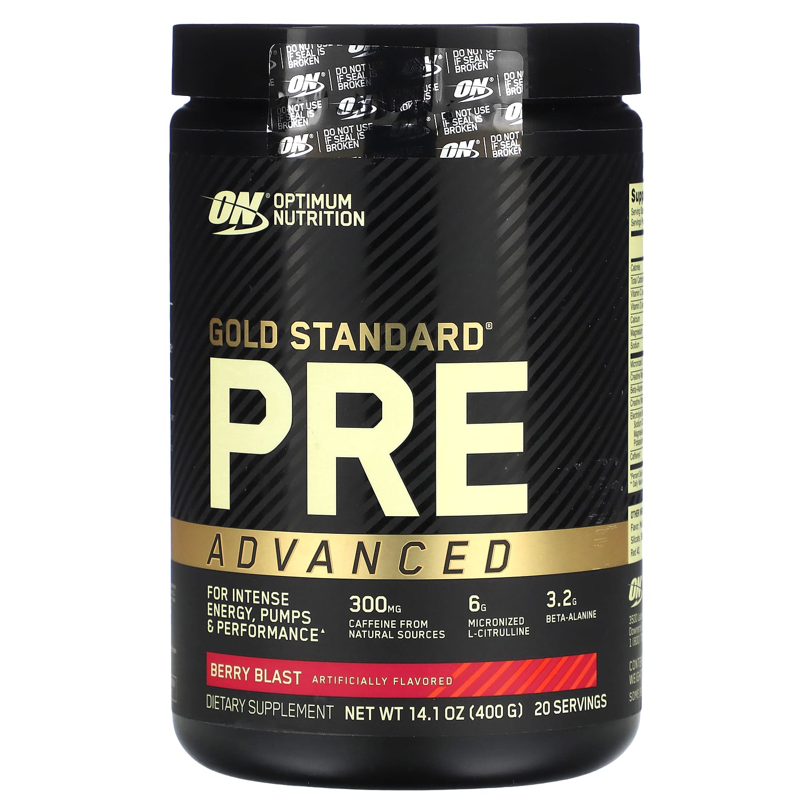 Optimum Nutrition, Gold Standard（ゴールドスタンダード）プレワークアウト アドバンスド、ベリーブラスト味