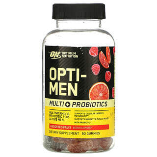 Optimum Nutrition, Opti-Men, Multi+ Probiotics, Assorted Fruit, 90 Gummies