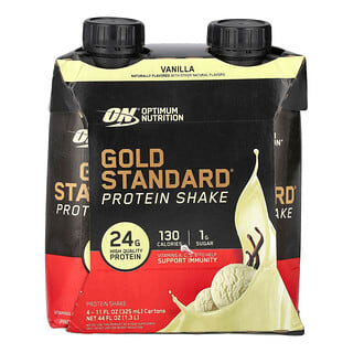 Optimum Nutrition, Gold Standard Protein Shake, Vanille, 4 Kartons, je 325 ml (11 fl. oz.).