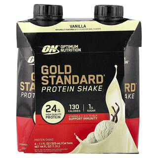 Optimum Nutrition, Gold Standard® Protein Shake, Vanilla, 4 Cartons, 11 fl oz (325 ml) Each