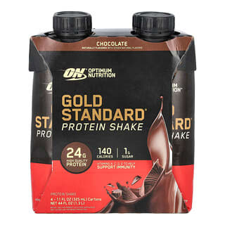 Optimum Nutrition, Shake Proteico Gold Standard, Chocolate, 4 Pacotes, 325 ml (11 fl oz) Cada