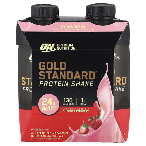 Gold Standard® Protein Shake, Strawberry, 4 Cartons, 11 fl oz (325 ml) Each
