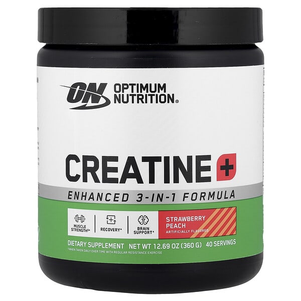 Optimum Nutrition, 肌酸+，草莓桃子味，12.69 盎司（360 克）