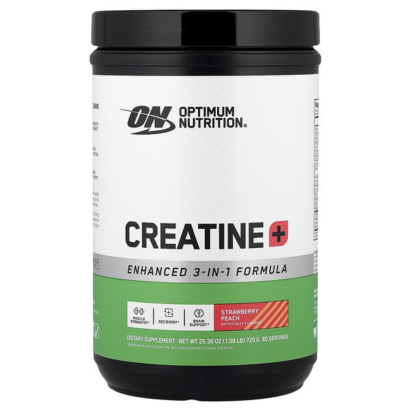 Optimum Nutrition, 肌酸+，草莓桃子味，1.58 磅（720 克）