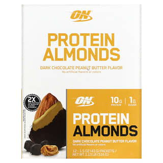 Optimum Nutrition, Protein Almonds, Dark Chocolate Peanut Butter, 12 Packets, 1.5 oz (43 g) Each