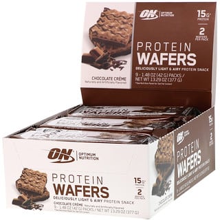 Optimum Nutrition, Протеиновые вафли, шоколадный крем, 9 упаковок, 42 г (1,48 унции) каждая
