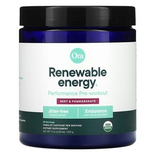 Ora, Renewable Energy, Performance Pre-Workout, Beet & Pomegranate, 0.44 lbs (200 g)
