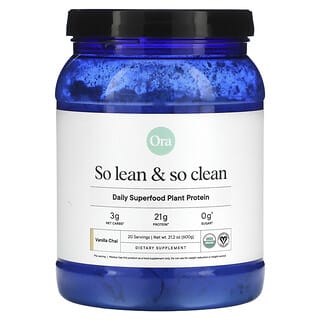 Ora, So Lean & So Clean, Proteína vegetal con superalimentos de uso diario, Chai de vainilla`` 600 g (21,2 oz)