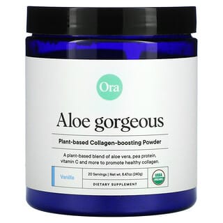 Ora, Aloe Gorgeous，全素膠原蛋白強化粉補充劑，香草，8.47 盎司（240 克）