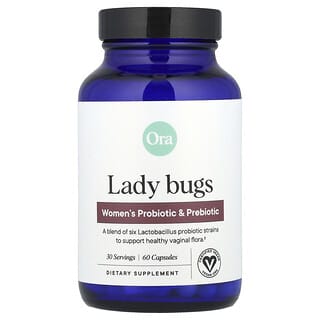 Ora, Lady Bugs, Suplemento probiótico y prebiótico para mujeres, 60 cápsulas