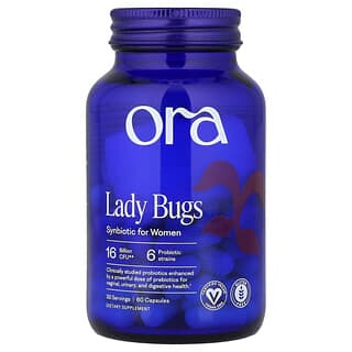 Ora, Lady Bugs, Suplemento probiótico y prebiótico para mujeres, 60 cápsulas