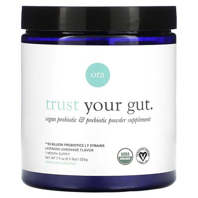Ora, Trust Your Gut, Vegan Probiotic and Prebiotic Powder, Lavender Lemonade, 20 Billion, 7.9 oz (225 g)