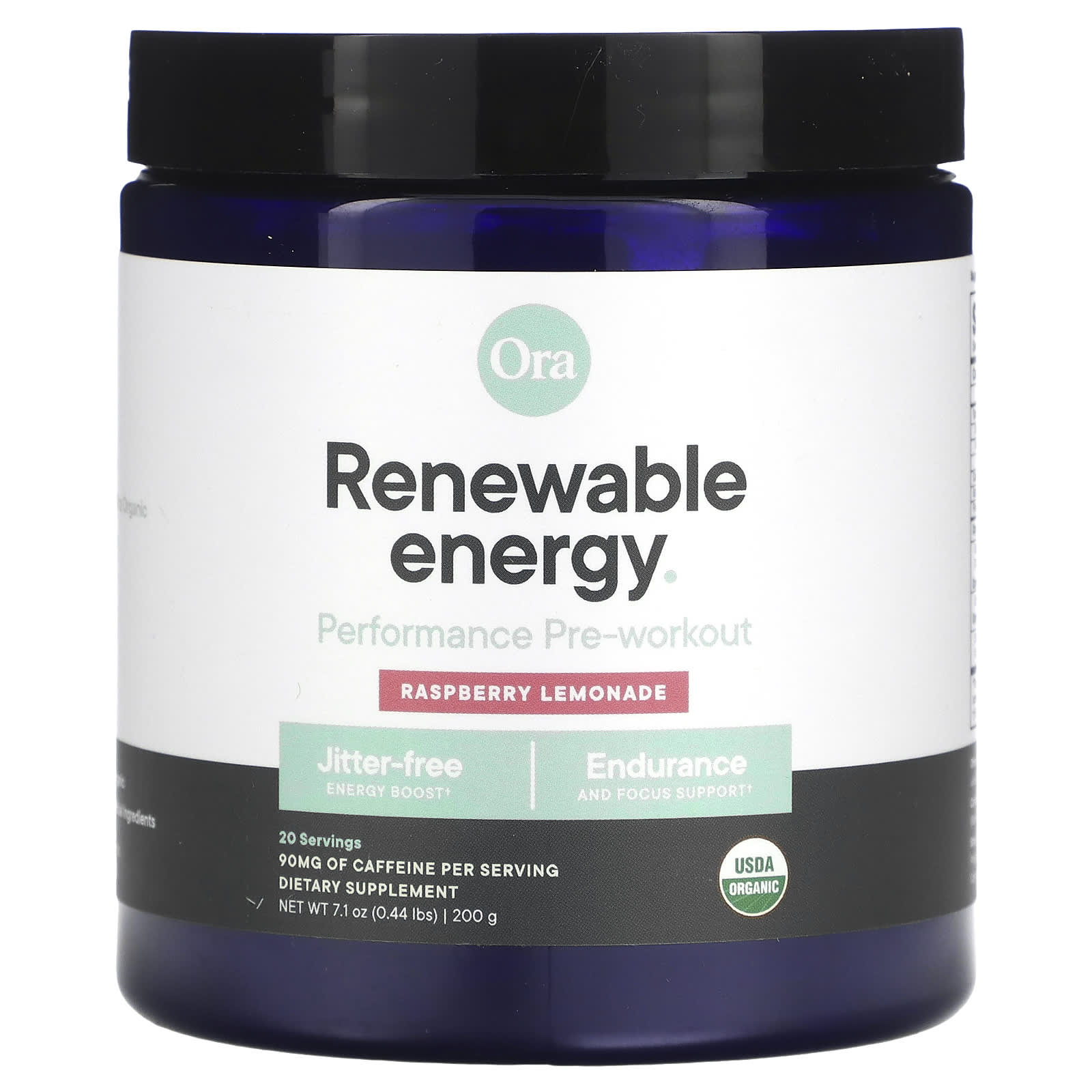 Ora, Renewable Energy, Performance PreWorkout, Raspberry Lemonade, 7.1