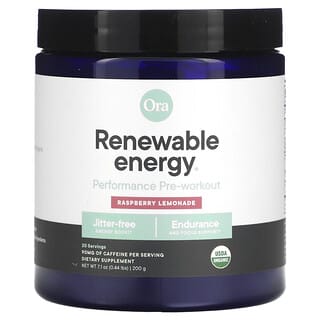 Ora, Renewable Energy, Performance Pre-Workout, Raspberry Lemonade, 7.1 oz (200 g)