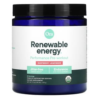 Ora, Erneuerbare Energie, Performance Pre-Workout, Himbeerlimonade, 200 g (0,44 lbs.)