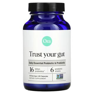 Ora, Trust Your Gut, Probiotiques et prébiotiques essentiels au quotidien, 16 milliards, 60 capsules
