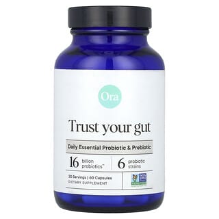 Ora, Trust Your Gut, Probiotiques et prébiotiques essentiels au quotidien, 16 milliards, 60 capsules