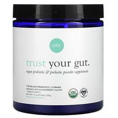 Ora, Trust Your Gut，全素益生菌与益生元粉补充剂，有机苹果和树莓味，7.9 盎司（225 克）