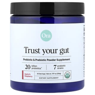 Ora, Trust Your Gut, веганская порошковая добавка с пробиотиками и пребиотиками, органическое яблоко и малина, 225 г (7,9 унции)