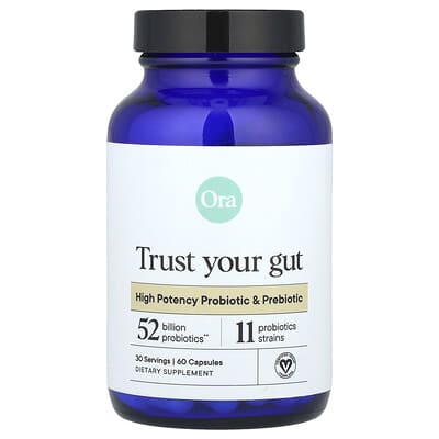 Ora, Trust Your Gut, Premium Probiotics and Prebiotics, 60 Capsules