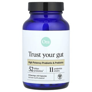 Ora, Trust Your Gut, High Potency Probiotic & Prebiotic, 60 Capsules