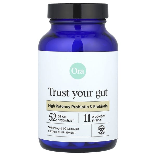 Trust Your Gut, High Potency Probiotic & Prebiotic, 60 Capsules