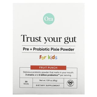 Ora, Trust Your Gut, Pré + Probiótico em Pó, Para Crianças, Ponche de Frutas, 6 Bilhões, 30 Varas, 1,5 g (0,05 oz) Cada