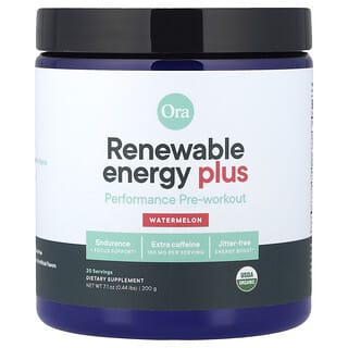 Ora, Yenilenebilir Enerji Plus, Performans Antrenman Öncesi, Karpuz, 7,1 oz (200 gr)