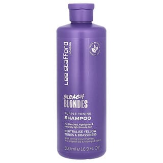 Lee Stafford, Bleach Blondes, Champú tonificante púrpura, Para cabello decolorado, con mechas y rubio natural claro, 500 ml (16,9 oz. líq.)