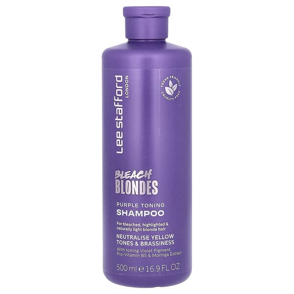 Lee Stafford, Bleach Blondes, 퍼플 토닝 샴푸, 표백, 하이라이트 및 자연스러운 밝은 블론드 모발용, 500ml(16.9fl oz)