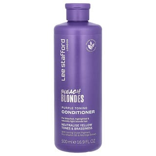 Lee Stafford, Bleach Blondes, Acondicionador tonificante púrpura, Para cabello decolorado, con mechas y rubio natural claro, 500 ml (16,9 oz. líq.)