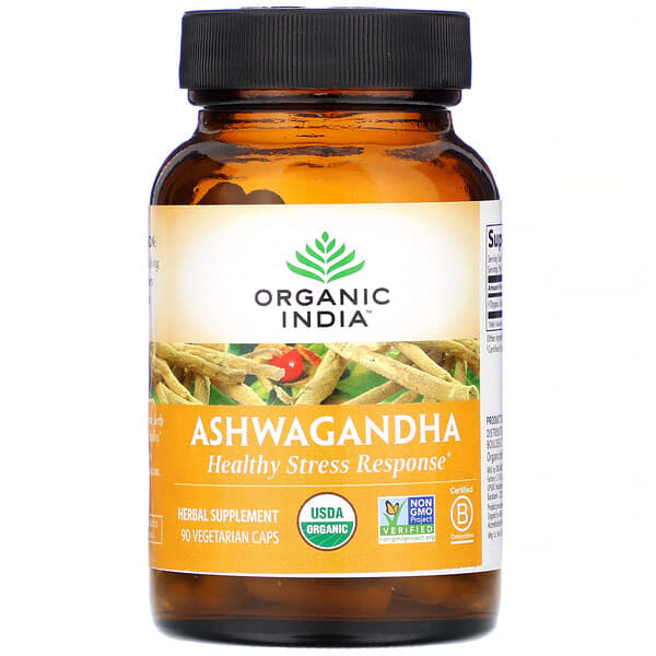 Organic India, オーガニック、アシュワガンダ、ベジタリアンカプセル90錠