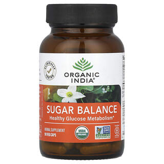 Organic India, Balanço de Açúcar, Metabolismo de Glicose Saudável, 90 Cápsulas Vegetais