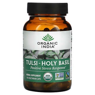 Organic India, Albahaca tulsí, Respuesta positiva al estrés, 90 cápsulas vegetales